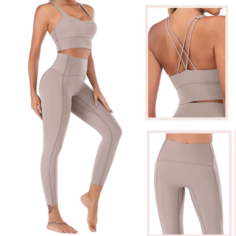 Naked-Feel Yoga Set Yoga Leggings Set Women Fitness Suit for Yoga Clothes High Waist Gym Workout Sportswear Gym Sports Clothing