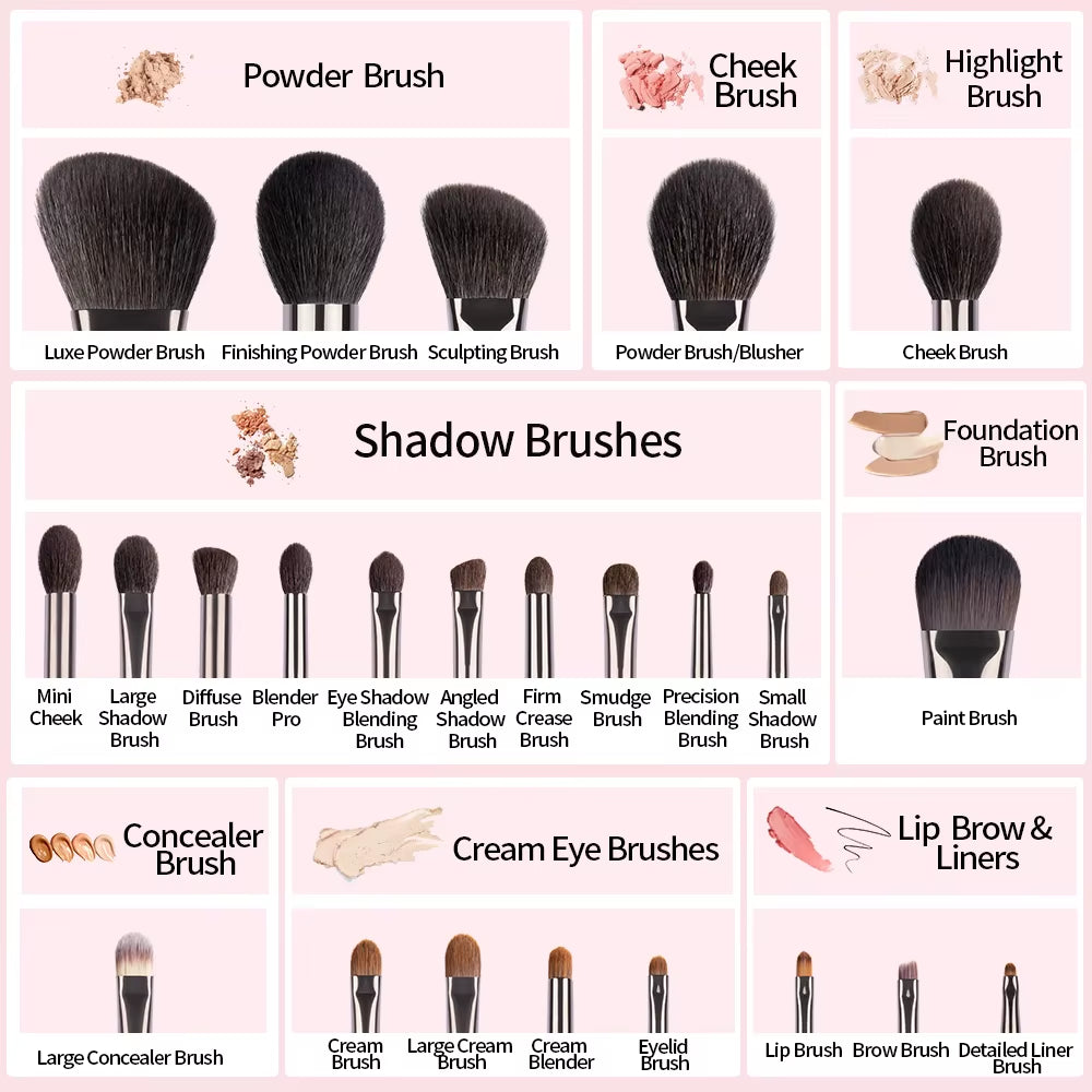 Natural Makeup Brushes Set Eyeshadow Make up Brush Goat Hair Kit for Makeup Nabor Kistey Blending Pinceaux Maquillage