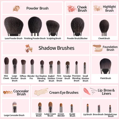 Natural Makeup Brushes Set Eyeshadow Make up Brush Goat Hair Kit for Makeup Nabor Kistey Blending Pinceaux Maquillage